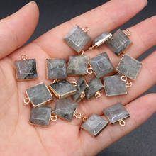 Natural stone Square Labradorite shape Semi-precious Pendant Charms For jewelry making DIY necklace and earring accessories 2024 - buy cheap