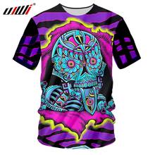 UJWI 2020 Summer Tops Women/men's 3d Print Skull T Shirt Purple Unisex Short Sleeve Gothic Round Neck Casual T-shirt Tee Shirts 2024 - buy cheap