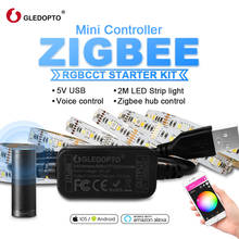 Kit de fita de led zigbee mini rgbcct com wifi, kit de fita de led com controle por voz e usb, 5v, funciona com o hub zigbee 2024 - compre barato