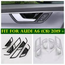Accessories Car-styling Door Doorknob Handle Bowl Frame Cover Trim Fit For Audi A6 C8 2019 2020 2021 ABS Matte / Carbon Fiber 2024 - buy cheap