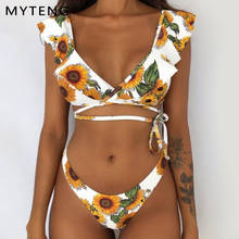 Sexy brazilian Bikini Set 2020 V-neck Ruffle Push Up Women Swimsuit Swimwear 15 styles Print Bikini Bandage Bathing Suit biquini 2024 - buy cheap
