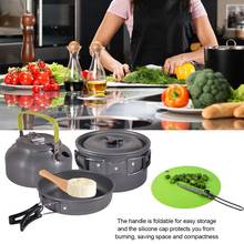 Camping Cookware Utensils outdoor tableware set Hiking Picnic Backpacking Camping Tableware Pot Pan 4-6persons 2024 - buy cheap