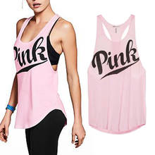 Novo colete casual feminino fitness, camiseta elástica sem mangas para treino, de verão com letras amor, rosa 2024 - compre barato
