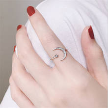 Anillo de plata esterlina 925 para mujer, accesorio con forma de luna y Estrella, tamaño ajustable, anillo abierto de boda, joyería de plata jz336 2024 - compra barato