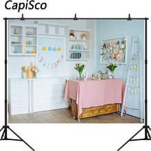 Capisco páscoa cozinha photophone fundo armário de madeira coelho photo studio criança pano de fundo photobooth photocall fotografia 2024 - compre barato