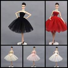 Модное платье принцессы для девочки для куклы Барби одежда короткие платья для девочек, балетные платья платье-пачка вечерняя вечерние платье Vestido 1/6 BJD кукла аксессуары для детей игрушки 2024 - купить недорого