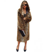 7XL Autumn and winter new ladies fur coat fashion Hooded leopard long coat loose warm Artificial fur jacket A1936 2024 - buy cheap