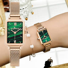 Reloj de malla de acero inoxidable para mujer, cronógrafo cuadrado de cuarzo, color oro rosa, movimiento japonés 2024 - compra barato