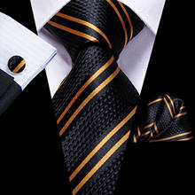 Hola-lazo negro a rayas de oro punto Paisley de seda de la boda corbata para hombres moda hombres Diseño novedoso pañuelo de calidad gemelos Nicktie dropshipping 2024 - compra barato