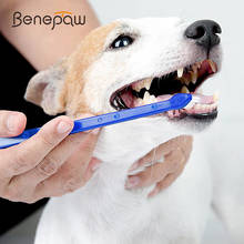 Benepaw dupla face escova de dentes do cão super macio cerdas longo punho canino higiene dental escovas limpeza dos dentes conjunto de 2 2024 - compre barato