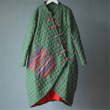 Casaco de algodão acolchoado com gola alta, jaqueta chinesa com fivela de linho, retrô, de inverno 2020 2024 - compre barato