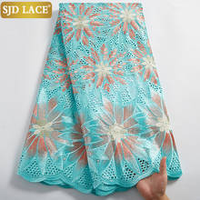 Tela de encaje africano SJD con agujeros, bordado de algodón, gasa suiza de alta calidad, Tejido estilo Dubai para coser en bodas A2472 2024 - compra barato