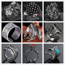 Men Women Punk Cool Wings Flying Dragon Ring Biker Rock Fox/Skull/Feather Animal Resizable Ring Wholesale Price New Design 2024 - buy cheap