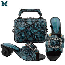 Zapatos de diseño italiano para mujer, calzado africano de alta calidad, con bolso a juego, para fiesta, nigeriano, Color azul 2024 - compra barato