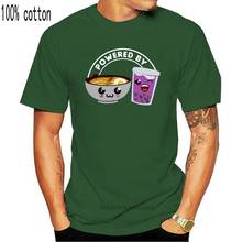 Camiseta de moda feminina engraçado t camisa de moda alimentado por ramen e bolha chá dos desenhos animados versão 2024 - compre barato