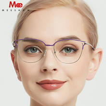 Meeshow Titanium Alloy Ultralight Glasses Frame Women's Fashion Cat Eye Myopia Optical Frame Europe Prescription Eyeglasses 2020 2024 - buy cheap