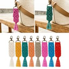 Tassel Macrame Keychains for Women Boho Handmade key Holder Keyring Macrame Bag Charm Car Hanging Jewelry Gifts 2024 - buy cheap