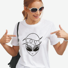 Simple Alien Pattern Print T-shirt Women Tops Funny Harajuku Casual Cotton Tees Summer Outdoor Plus Size Round Neck T-Shirts 2024 - buy cheap