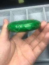 Natural verde jade bangle 7a esmeralda mão-esculpida jadeite jade dragão pulseira feminino jade esmeralda pulseira jade jóias 2024 - compre barato