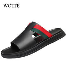 WOTTE Slippers Men Microfiber Leather Slippers Summer Comfortable Beach Slippers Men Casual Cross Outdoor Slidesшлепанцы мужские 2024 - buy cheap