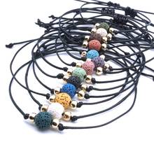 8mm 10mm Colorful Lava Stone Beads Bracelet Black Rope Braided Friendship Bracelets Women Men Jewelry Gift 2024 - buy cheap