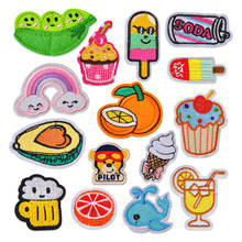 50pcs/lot Embroidery Patches Letter Drink Fruit Rainbow Clothing Decoration Sewing Accessories Diy Iron Heat Transfer Applique 2024 - buy cheap