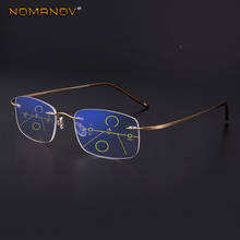 NOMANOV = 8 Colors Titanium Alloy Rimless Progressive Multifocal Reading Glasses See Near And Far ADD +75 100 150 175 200 To 400 2024 - buy cheap