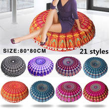Oversized Mandala Floor Pillows oreillers Round Bohemian Meditation Cover Ottoman Pouf Mandala coussin 80*80cm 2024 - buy cheap