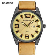 BOAMIGO Brand Watches For Men Fashion Casual Quartz Watches Auto Date Leather Wristwatches 30M Water Resistant relogio masculino 2024 - buy cheap