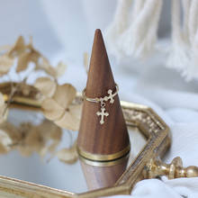 Amaiylgrades anel de ouro 14k, dourado, retrô, com pingente de cruz, simples, fashion para mulheres, artesanato artesanal, presente de joia de verão 2024 - compre barato