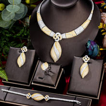 Godki sorte trevo 4 pçs luxo nigéria conjunto de jóias para o casamento feminino zircon cúbico dubai nupcial colar brinco pulseira anel conjunto 2024 - compre barato