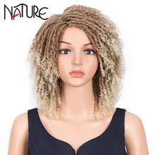 Nature Soft Short Bob Wig Cosplay Afro Kinky Curly 14 Inch Ombre Blue Wig High Temperature Fiber Synthetic Wigs For Black Women 2024 - buy cheap