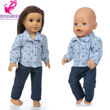 17 inch Baby Doll Clothes Blouse Trousers set 18 Inch American Og Girl Doll suit children Girl Gift 2024 - buy cheap