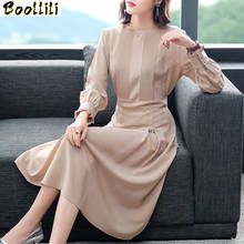 Boollili Real Silk Dress Women Spring Autumn Dresses Fashion Midi Women Dress Korean Party Dress Vintage Vestido Mujer 2024 - buy cheap