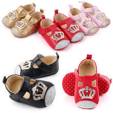 New Baby Shoes Pink Crown Princess Baby Girl Shoes Cotton PU Leather Mary Jane Newborn First Walkers Toddler Shoes For Girls 2024 - buy cheap
