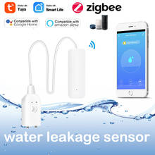 4 pces tuya zigbee detector de alarme de vazamento de água sensor de vazamento de água à prova de vazamento de água sensor cabled app lembrete apoio alexa 2024 - compre barato