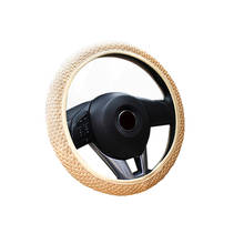 Авто 36/38 см Универсальный кожаный эластичные сделанные вручную противоскользящее рулевое колесо крышка 2024 - купить недорого