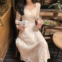 Vestido Vintage de hada para mujer, elegante vestido Midi de fiesta de noche, bordado Floral de diseñador, vestido coreano de una pieza para verano 2021 2024 - compra barato