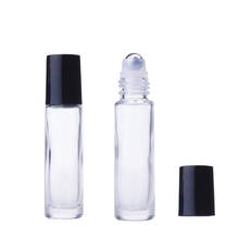 Botella de vidrio vacía para Perfume, frasco de aceite esencial enrollable transparente de 10ml, tapa de plástico negro, 10CC, 1 ud. 2024 - compra barato