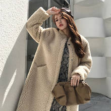 Abrigo de piel sintética de felpa para mujer, abrigo largo y grueso, estilo coreano, talla grande, 2021 2024 - compra barato