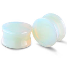 Junlowpy protetor de ouvido de pedra opalite e túneis duplo flare brinco expansor joia de corpo de perfuração 100 peças 5-12mm 2024 - compre barato