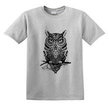 Owl Sketching Watercolor Men's Cotton T Shirt Hip Hop Fashion Plain T Shirts Summer Sweatshirt Harajuku Owl Tshirts 2024 - купить недорого
