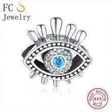 FC Jewelry Fit Original Brand Charm Bracelet Necklace 925 Sterling Silver Blue Zircon Turkey Evil Eye Bead For Making Berloque 2024 - buy cheap