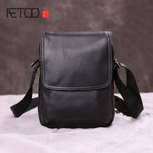 Aetoo bolsa de ombro de couro, mini bolsa inclinada masculina, bolsa masculina de couro casual, bolsa de celular de mão 2024 - compre barato