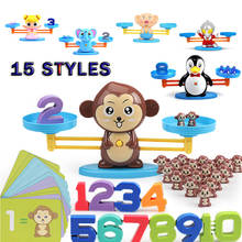 NEW 15 Styles Montessori Math Match Toy Monkey Cow Balancing Scale Preschool Number Balance Baby Educational Board Game Gift 2024 - buy cheap