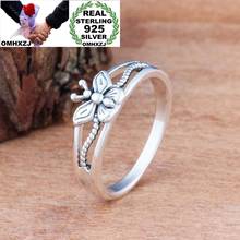 Hxomzj anel de prata verdadeiro rr1231, anel de prata esterlina 925 para festa de aniversário, presente de casamento, borboleta vintage 2024 - compre barato