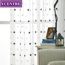 Ycentre-cortina bordada com duas estrelas, tratamento para cozinha, sala de estar, quarto, tule 2024 - compre barato