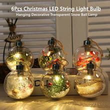 Fio de luz led transparente de natal 6 peças, para decoração caseira, luminária noturna