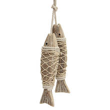 2 Pieces Vintage Mediterranean Style Wooden Fish Hand-carved Hanging Wooden Decoration Home Hanging Nautical Decoration Gifts 2024 - buy cheap