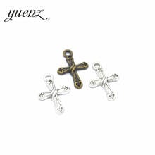 YuenZ 20pcs Antique silver color Charms  cross Plated Pendants  Jewelry Making DIY Handmade Craft 21*14mm T32 2024 - buy cheap